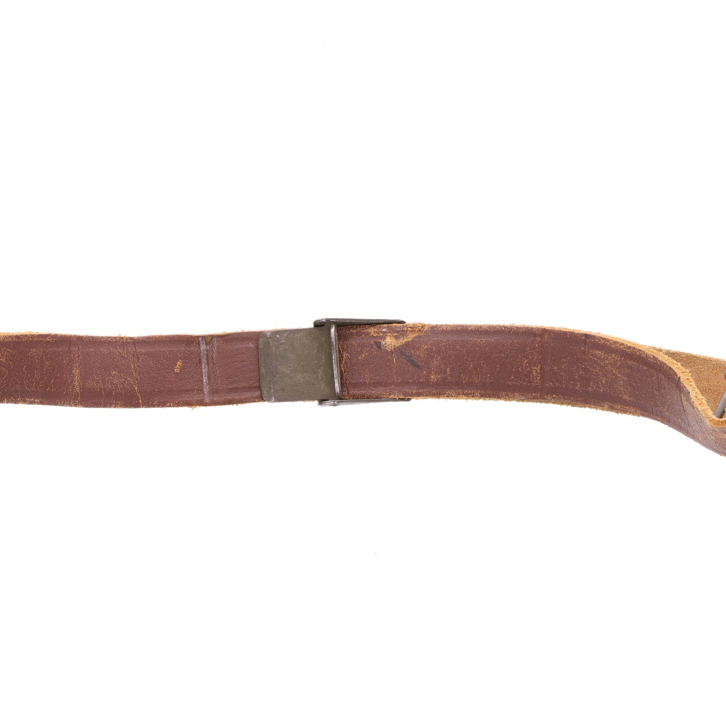 WWII U.S. M-1 Helmet Liner Leather Chinstrap with Green Buckle