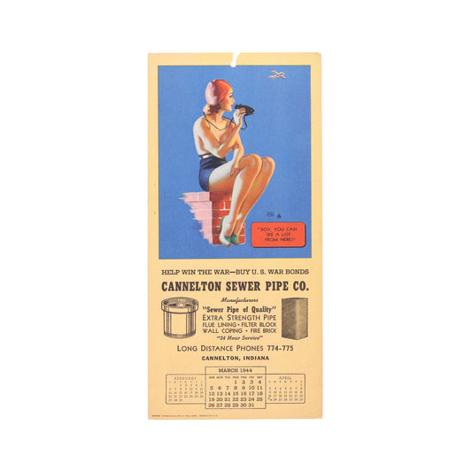 WWII U.S. Pin-Up Girl Calendar by Cannelton Sewer Pipe Co. (February, March & April 1944)