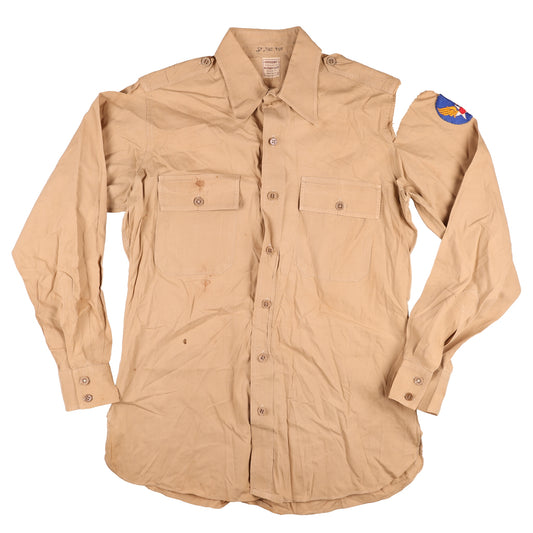 WWII USAAF Officer's Khaki Cotton Service Shirt Identified to Lt. Vincent J. Eichenseer