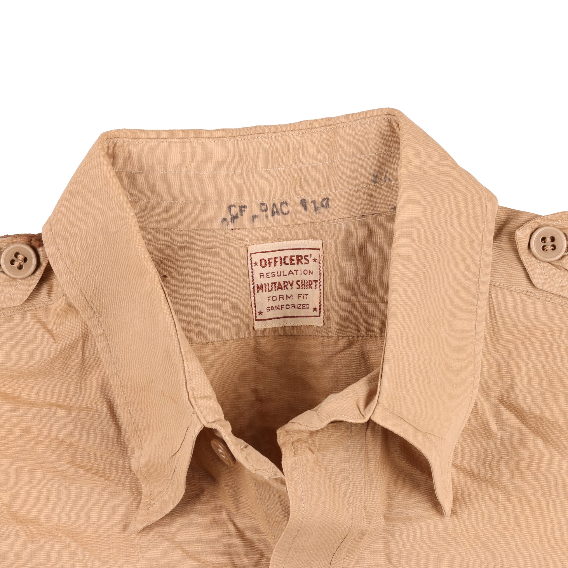 WWII USAAF Officer's Khaki Cotton Service Shirt Identified to Lt. Vincent J. Eichenseer