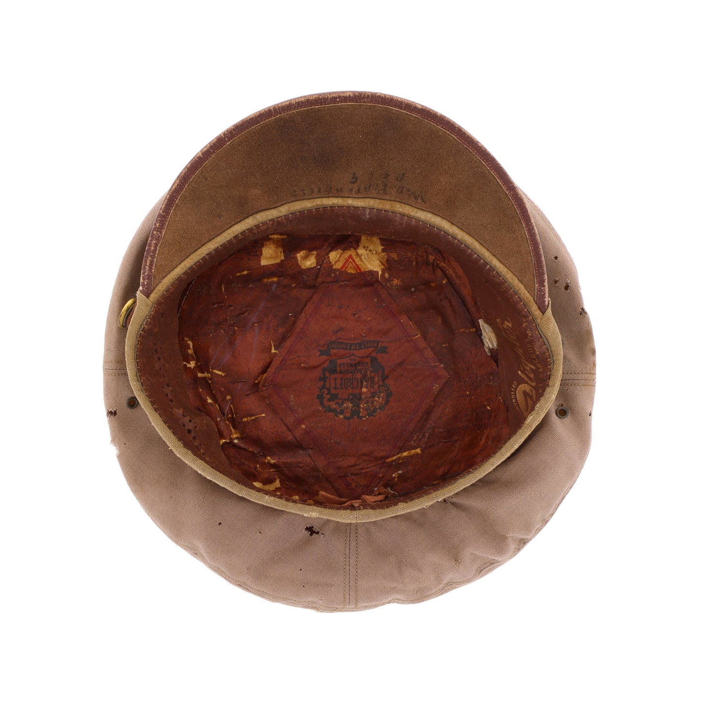 WWII USAAF Officer's Khaki "Flighter" Crusher Cap by Bancroft Cap Co. Identified to Lt. William D. Porterfield (Size 6 1/2)