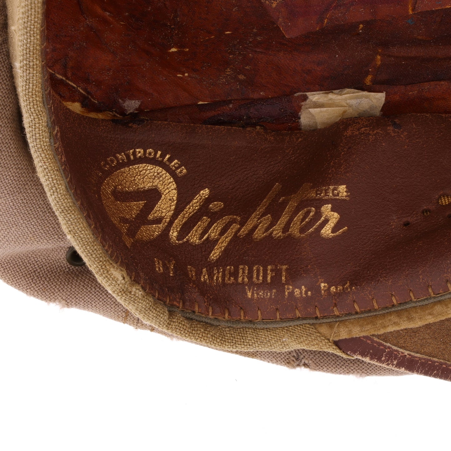 WWII USAAF Officer's Khaki "Flighter" Crusher Cap by Bancroft Cap Co. Identified to Lt. William D. Porterfield (Size 6 1/2)
