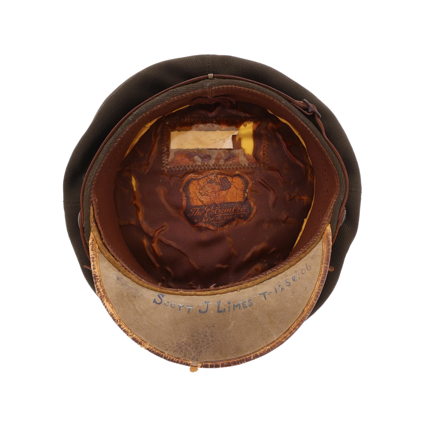 WWII USAAF Officer's Wool "Columbia-Flight" Crusher Cap Identified to F/O Scott J. Limes (Size 6 3/4)