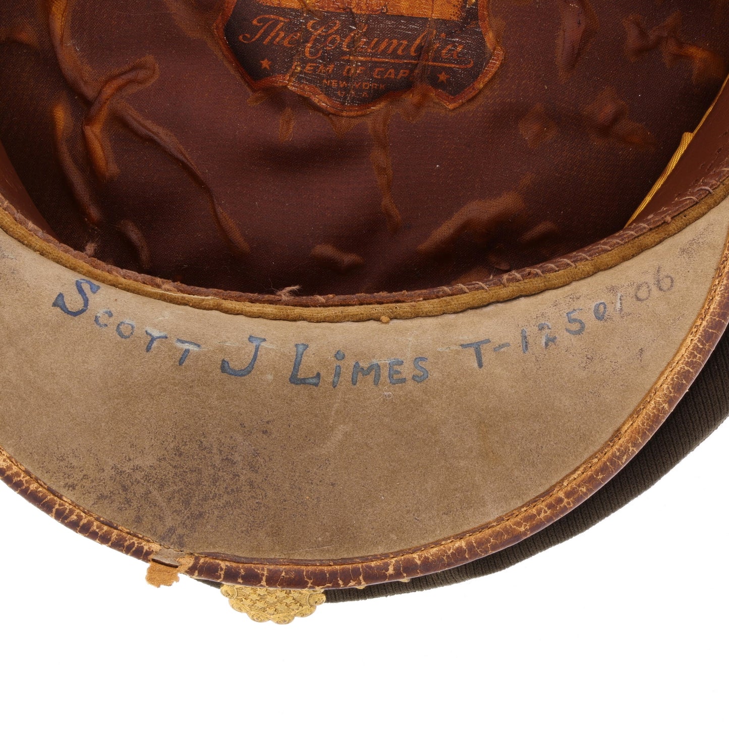 WWII USAAF Officer's Wool "Columbia-Flight" Crusher Cap Identified to F/O Scott J. Limes (Size 6 3/4)