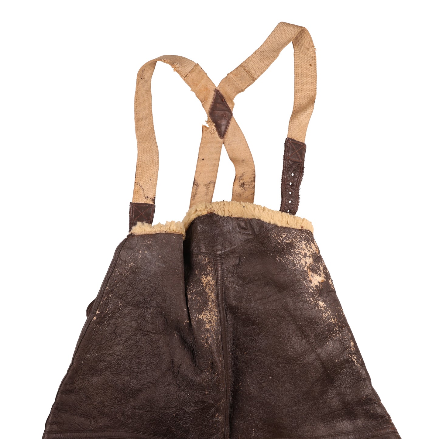 WWII USAAF Type B-1 Sheepskin Flying Trousers with Suspenders by S.H. Knopf Mfg. Co. (Size Small)