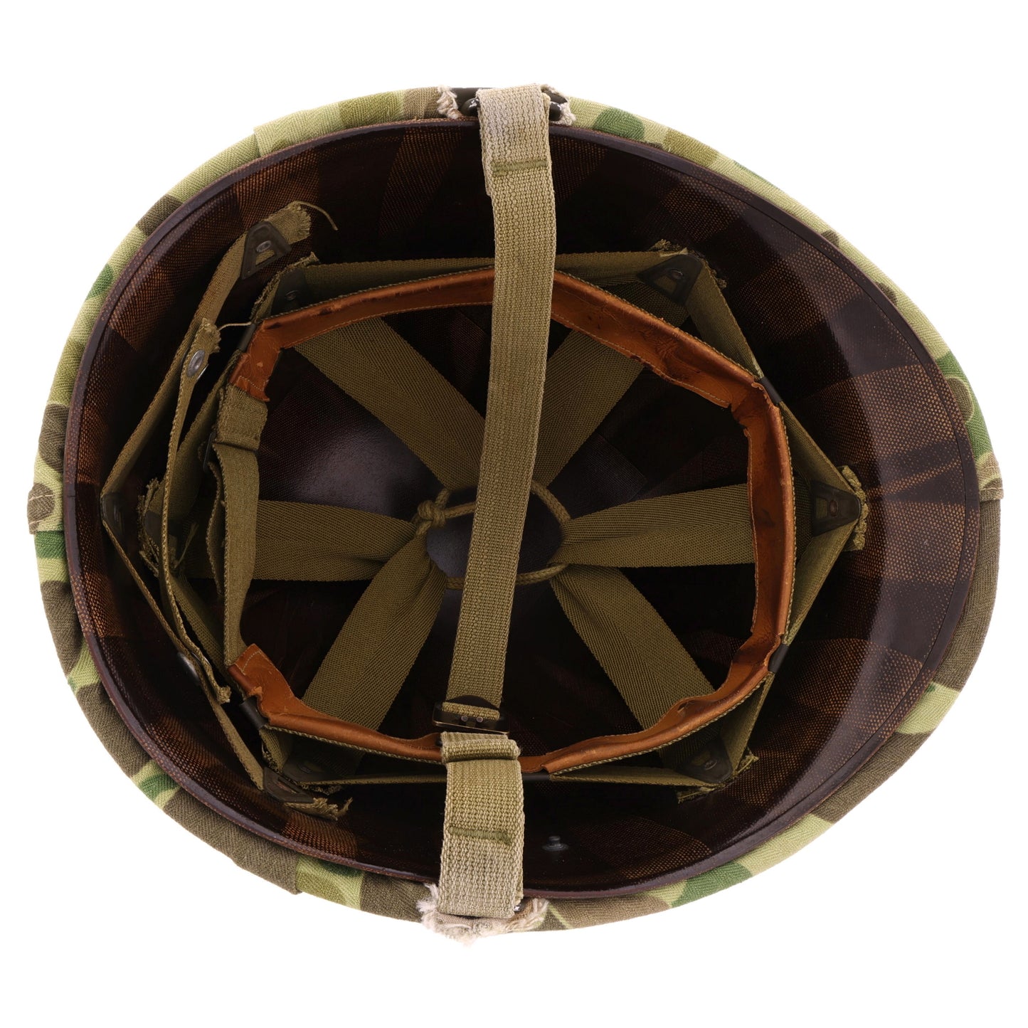 WWII USMC McCord Fixed Loop M-1 Helmet & Westinghouse Liner Set with Camouflage Cover Identified to PFC Bailey C. Naber