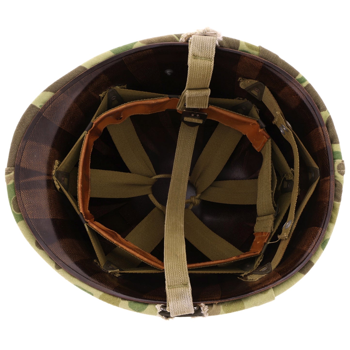 WWII USMC McCord Fixed Loop M-1 Helmet & Westinghouse Liner Set with Camouflage Cover Identified to PFC Bailey C. Naber