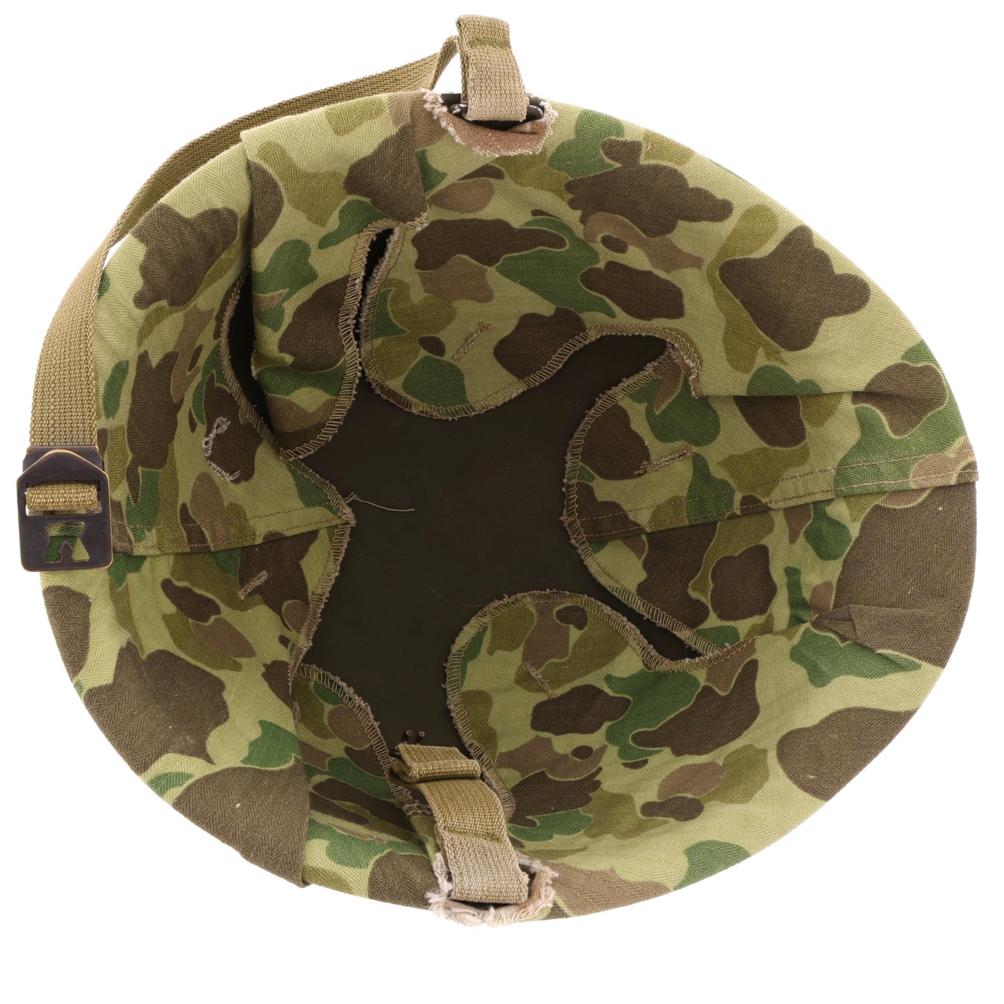 WWII USMC McCord Fixed Loop M-1 Helmet & Westinghouse Liner Set with Camouflage Cover Identified to PFC Bailey C. Naber