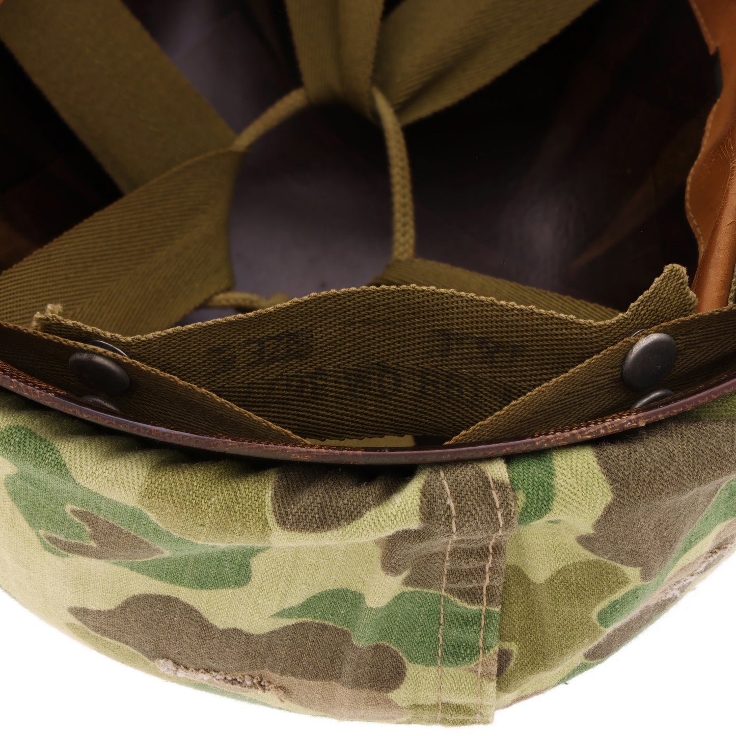 WWII USMC McCord Fixed Loop M-1 Helmet & Westinghouse Liner Set with Camouflage Cover Identified to PFC Bailey C. Naber