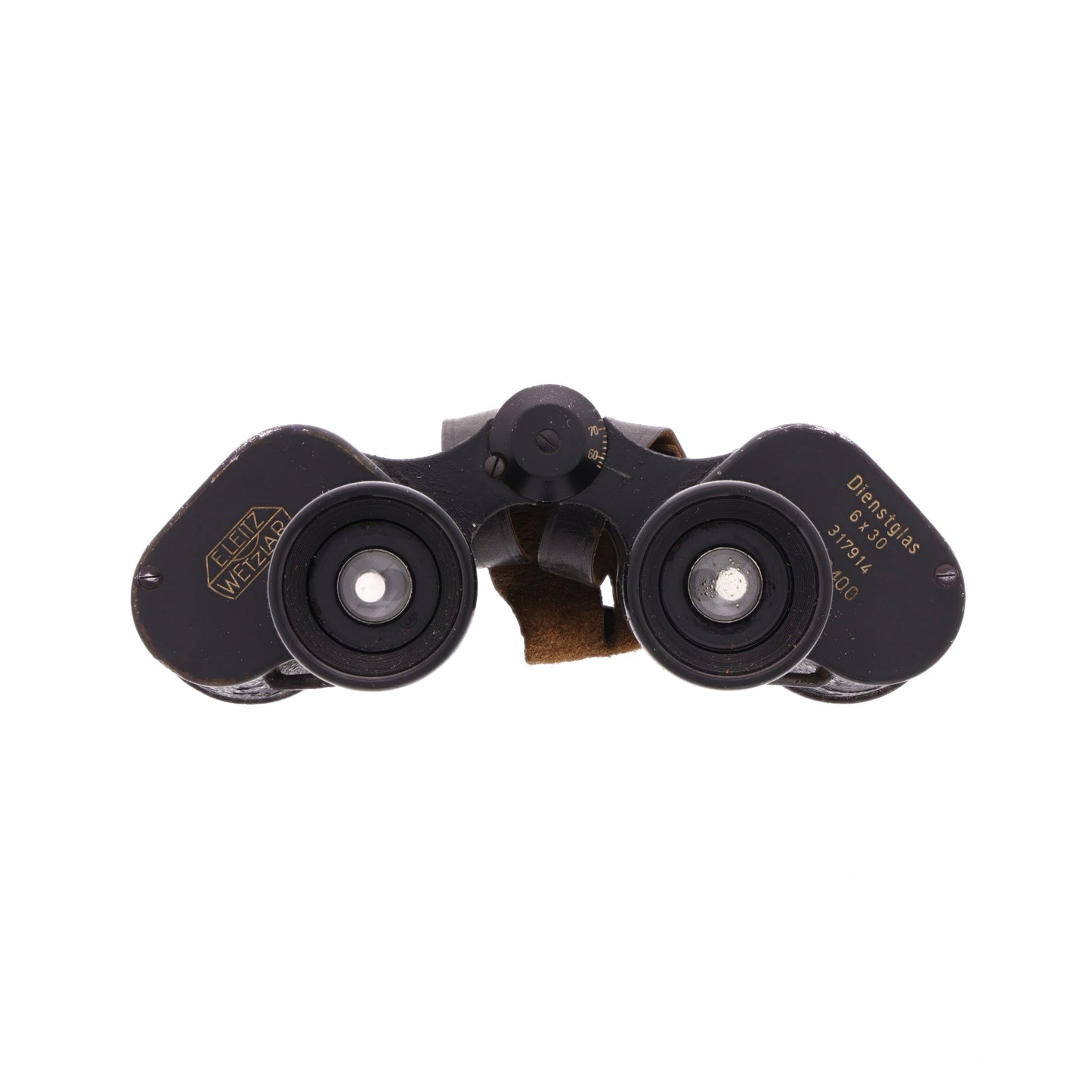 WWII German Dienstglas 6x30 Binoculars by Ernst Leitz with Knopflasche & Leather Case with Integrated Compass