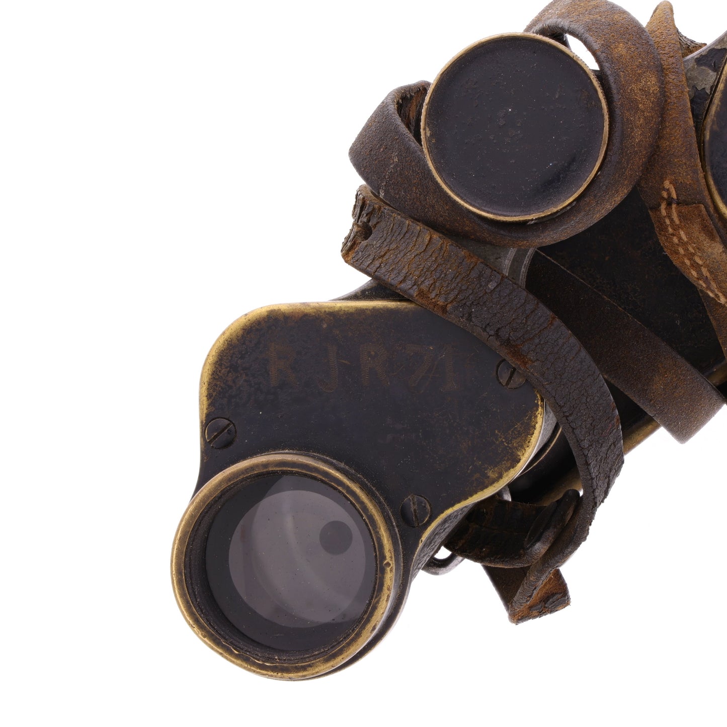 WWI Imperial German Army Dienstglas Binoculars by Emil Busch A.-G. with Lens Cover & Strap (Unit Identified)