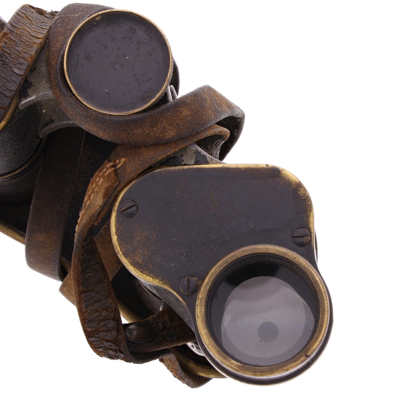WWI Imperial German Army Dienstglas Binoculars by Emil Busch A.-G. with Lens Cover & Strap (Unit Identified)