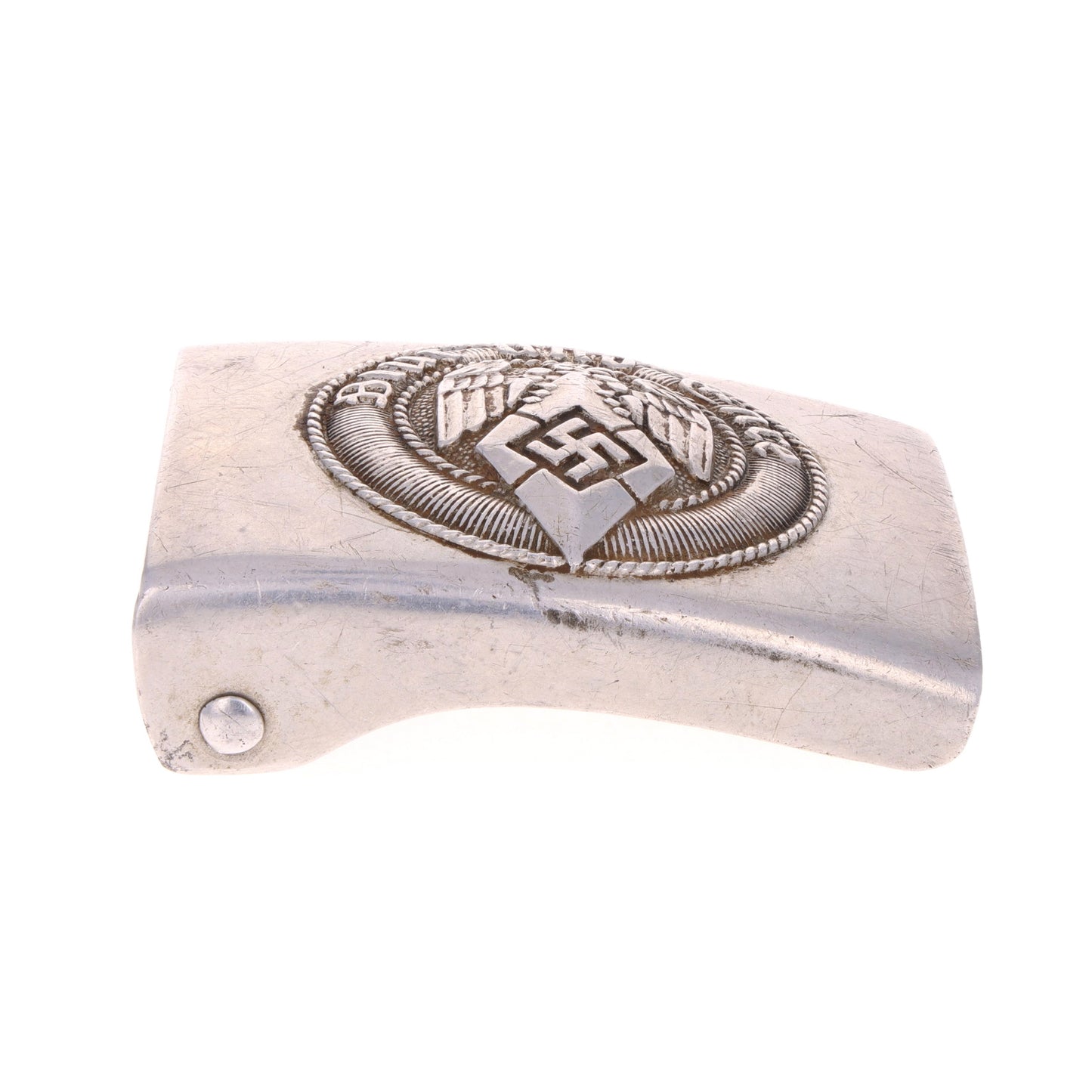 WWII German Hitler Jugend Aluminum Belt Buckle by Wilhelm Schröder & Co. (Marked "RZM M4/46")