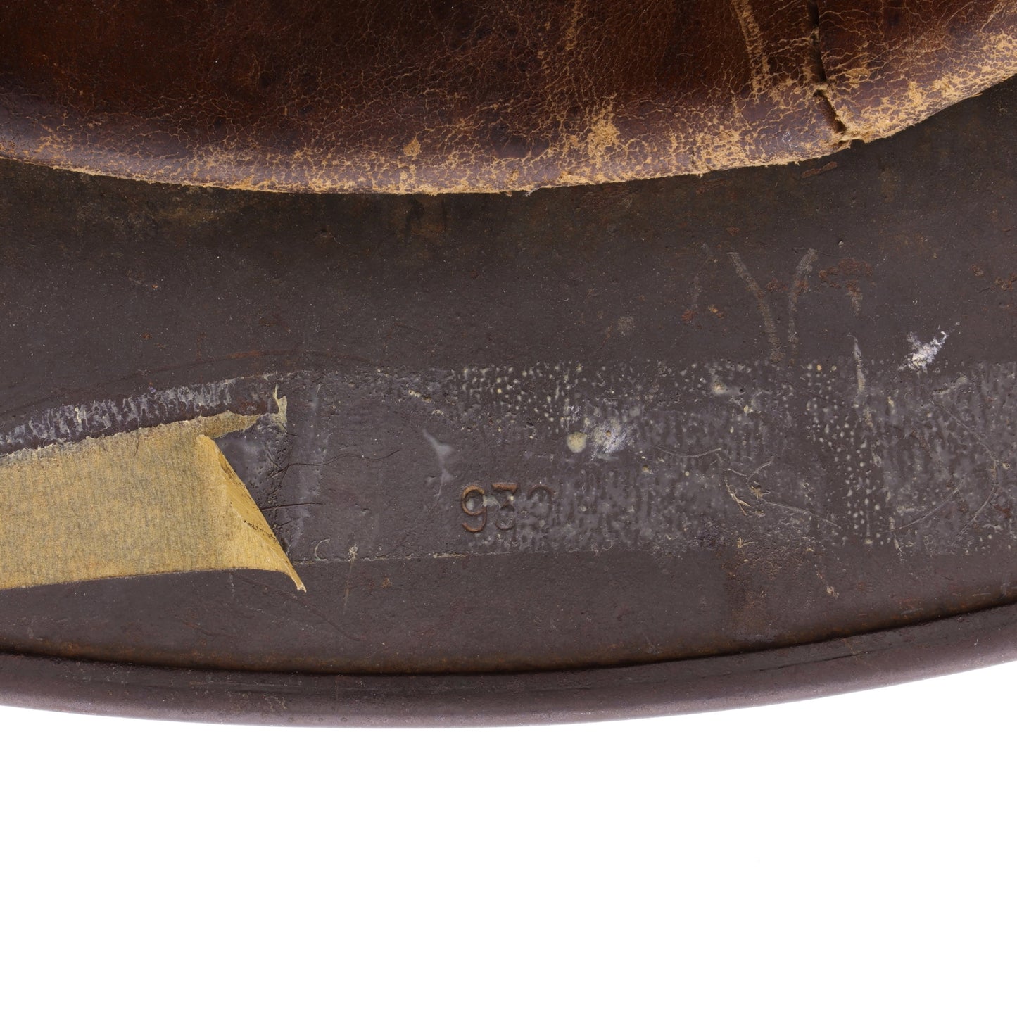 WWII German M40 Single Decal Heer Helmet with Whitewash Camouflage Remnants (ET64)