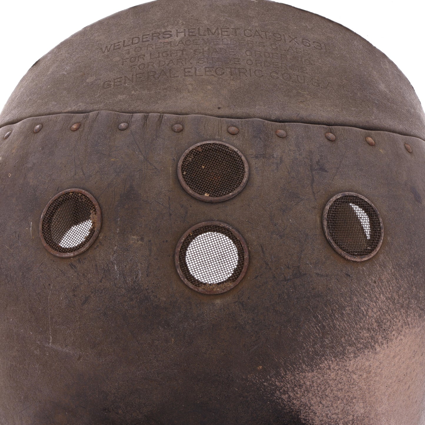 WWII U.S. General Electric Co. Welder's Helmet with Vents & Moveable Lens Shutter Used by "Winnie the Welder"