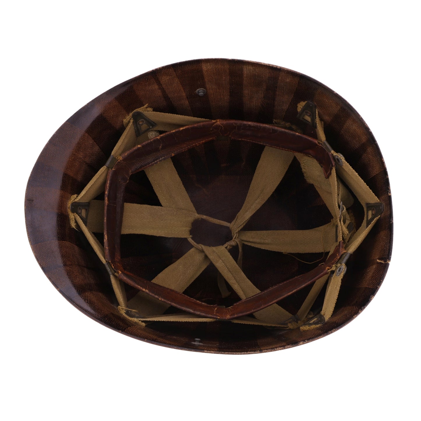 WWII U.S. Inland/Firestone M-1 Helmet Liner with Headband & Sterling Silver Capt.'s Rank Pin (1943-44)