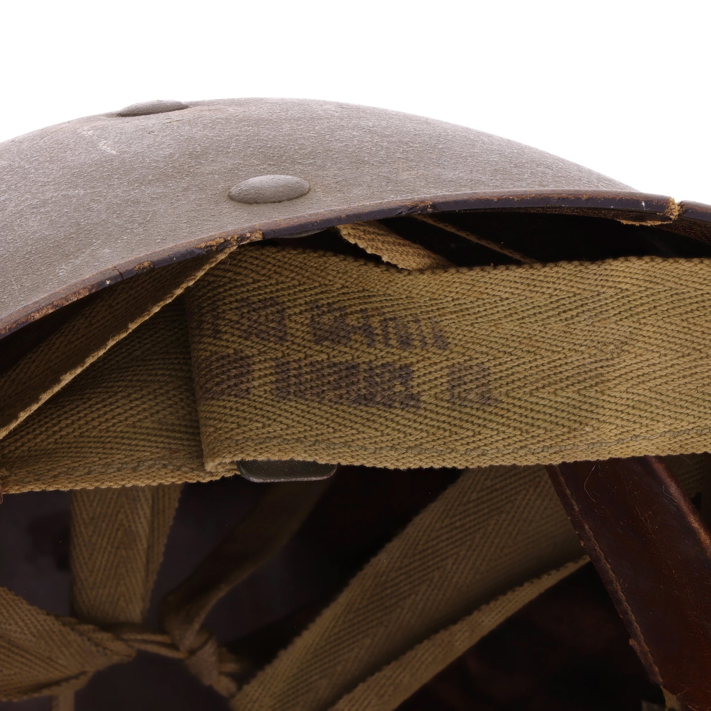 WWII U.S. Inland/Firestone M-1 Helmet Liner with Headband & Sterling Silver Capt.'s Rank Pin (1943-44)