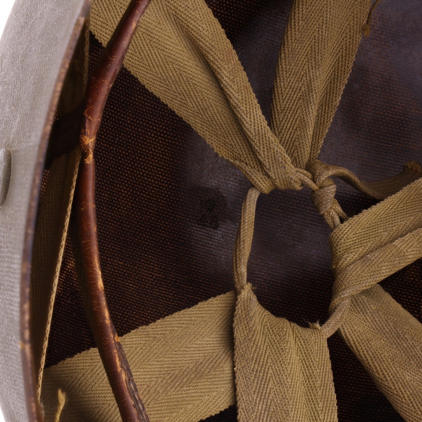 WWII U.S. Inland/Firestone M-1 Helmet Liner with Headband & Sterling Silver Capt.'s Rank Pin (1943-44)