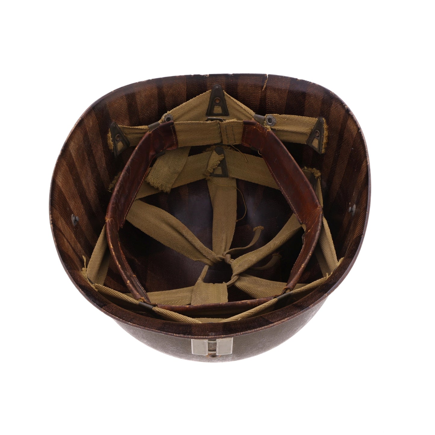 WWII U.S. Inland/Firestone M-1 Helmet Liner with Headband & Sterling Silver Capt.'s Rank Pin (1943-44)