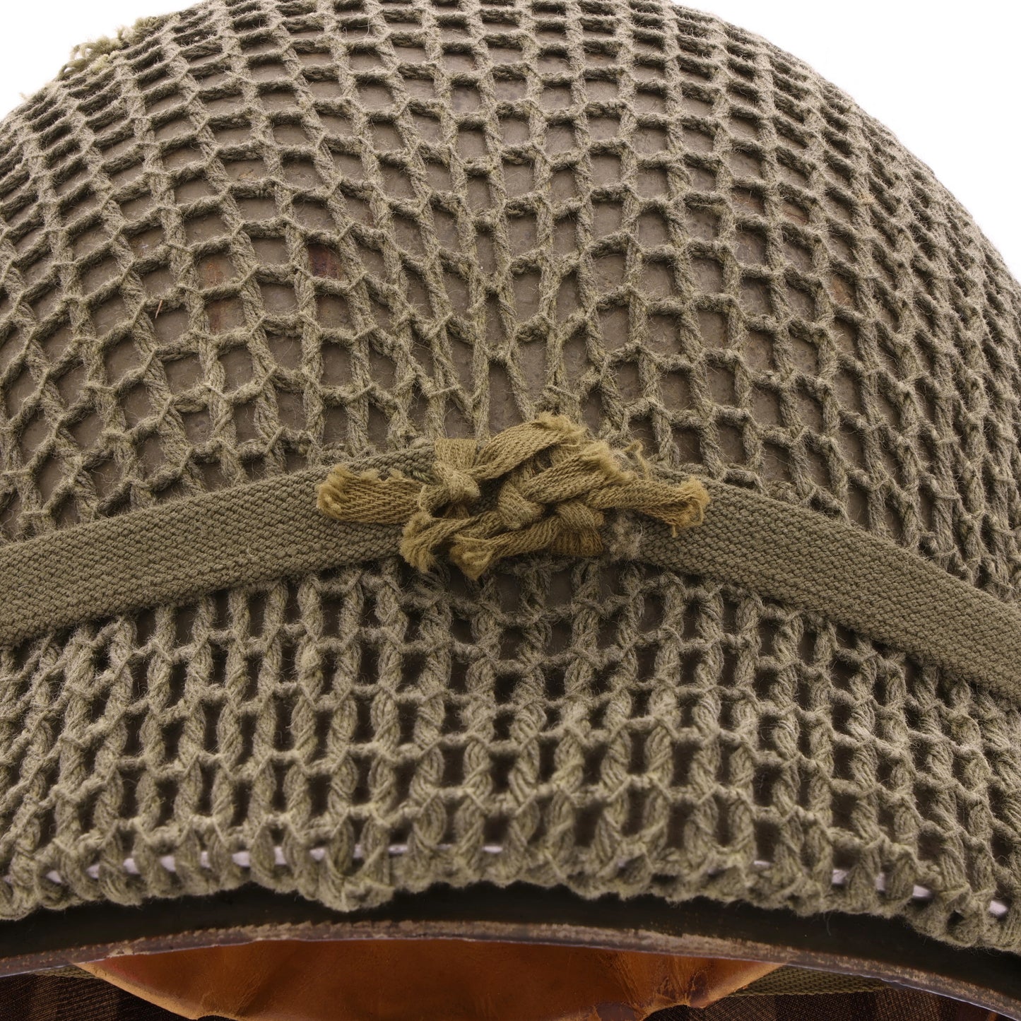 WWII U.S. "M44" Camouflage M-1 Helmet Net with Foliage Band