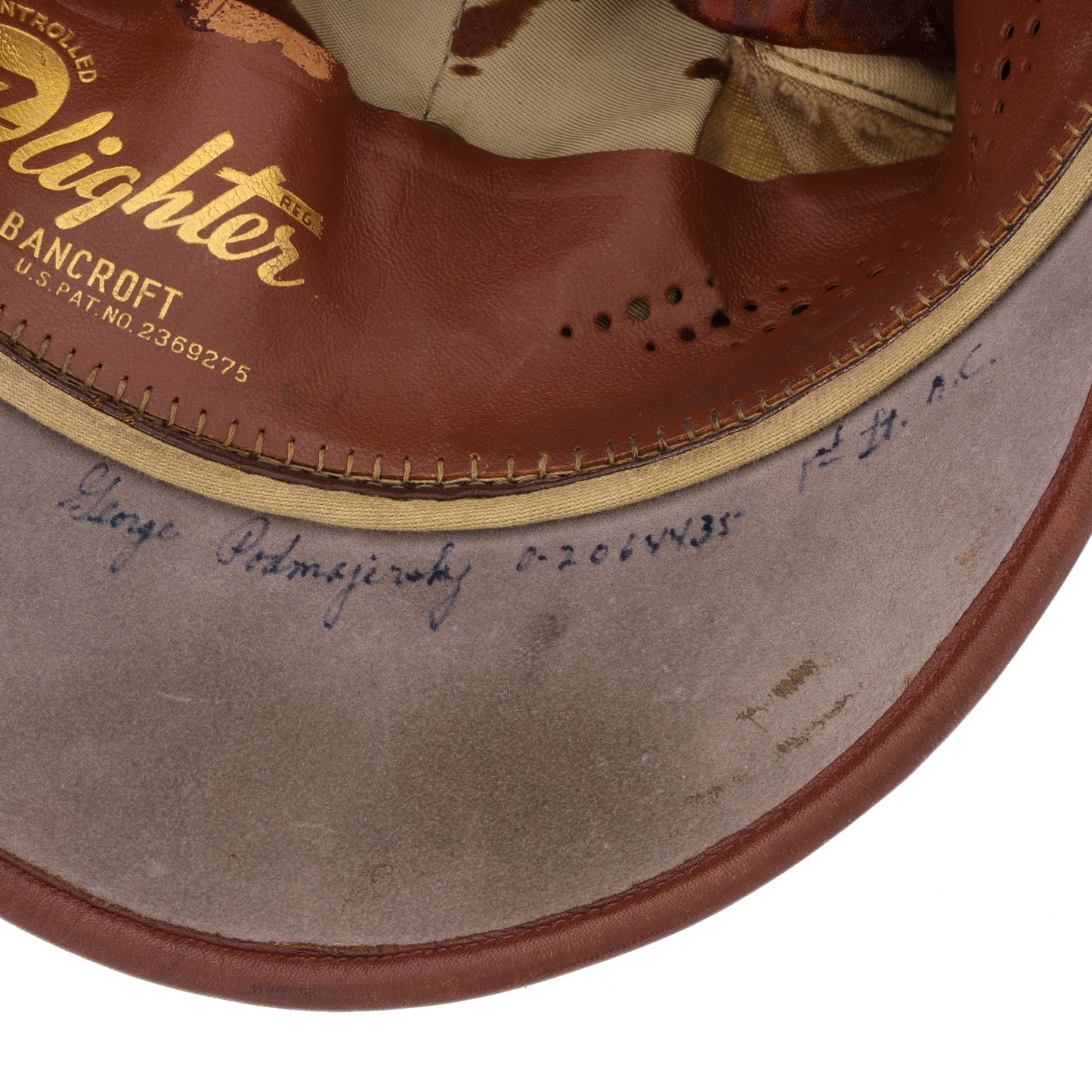 WWII USAAF Officer's Khaki "Flighter" Crusher Cap by Bancroft Cap Co. Identified to Lt. George Podmajersky (Size 6 7/8)