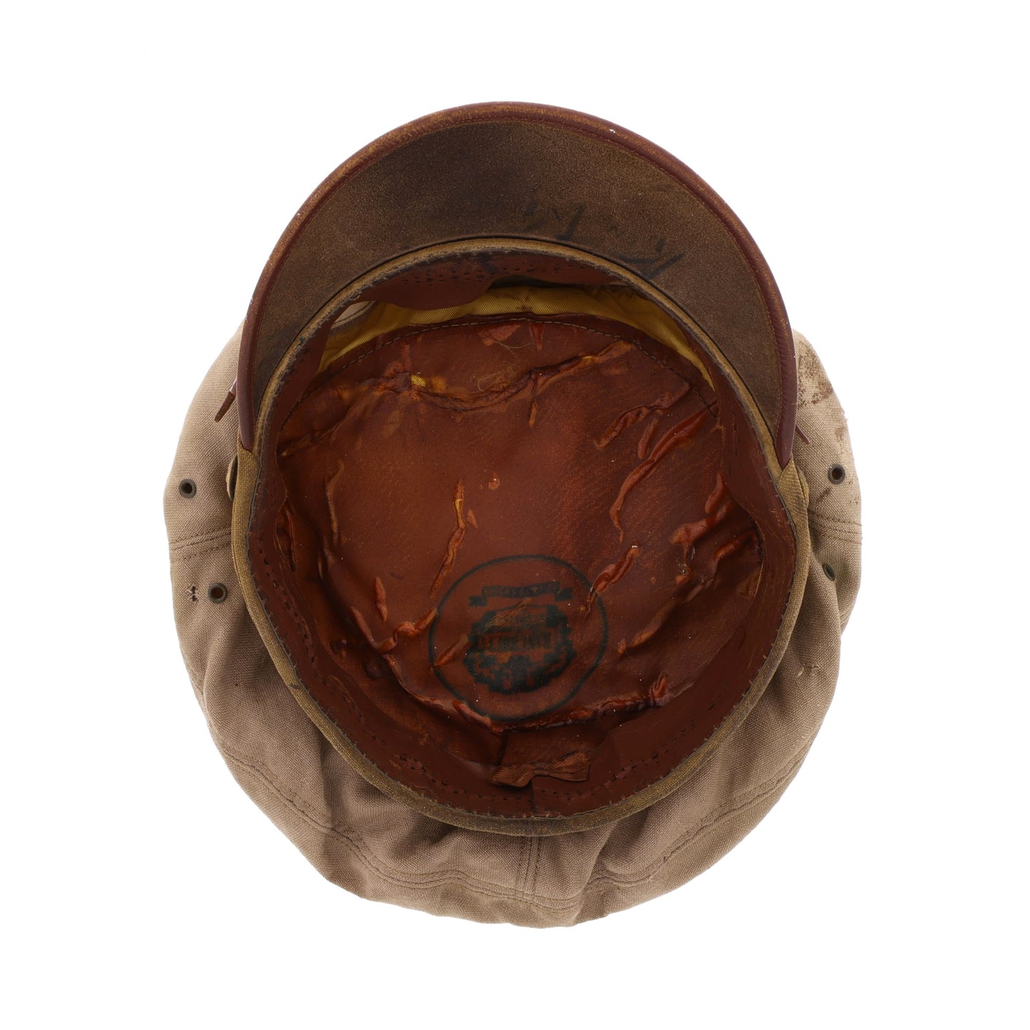 WWII USAAF Officer's Khaki "Flighter" Crusher Cap by Bancroft Cap Co. Identified to Lt. Kenneth A. Milette (Size 6 3/4)