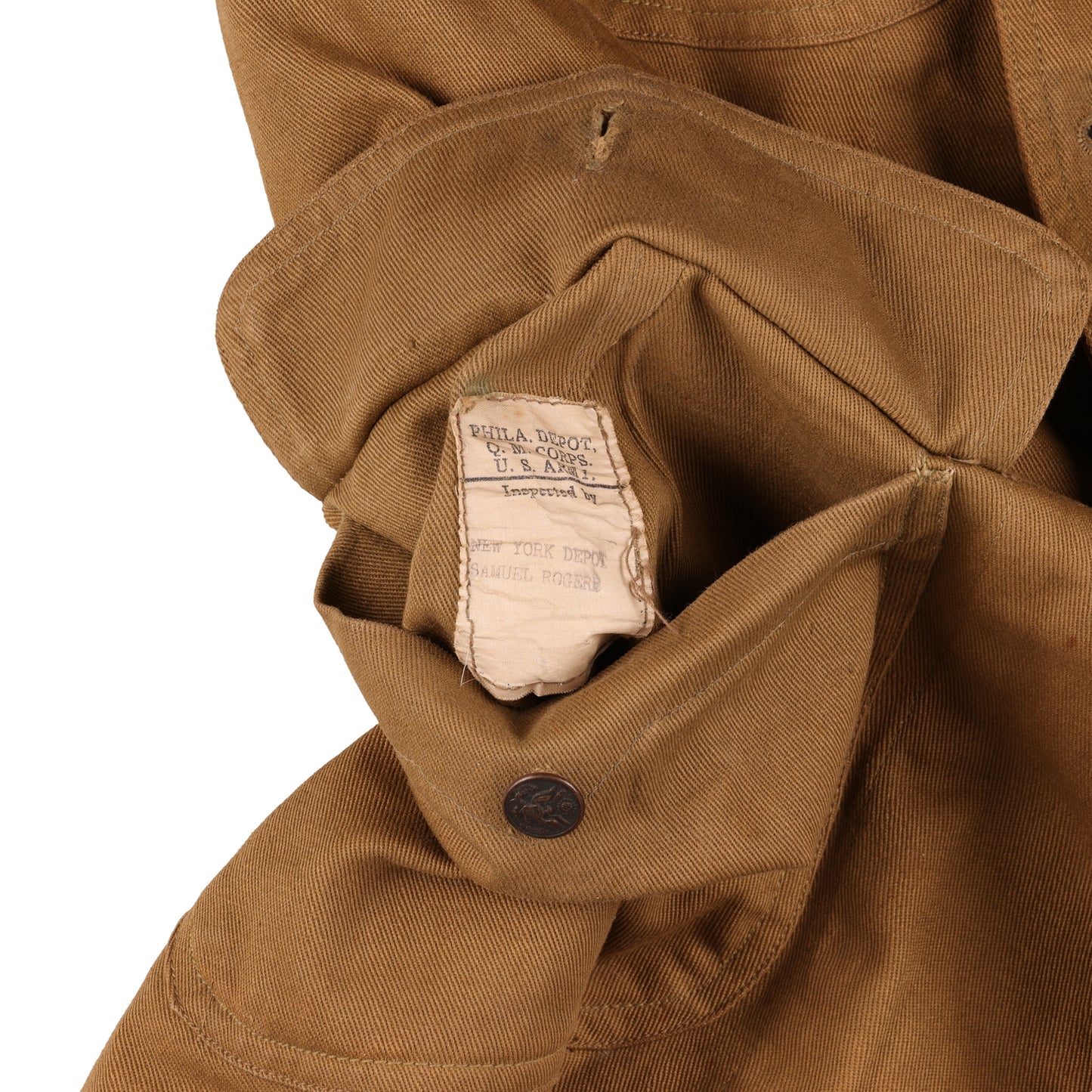 WWI U.S. Army Signal Corps Cotton M1912 Service Tunic & Breeches by Phila. Quartermaster Corps. Named to "A. McCoy"