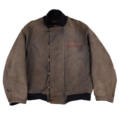 WWII USN Deck Hook Jacket & Foul Weather Deck Cap Identified to Arne A. Hautala Size 36 & 7 (1943)