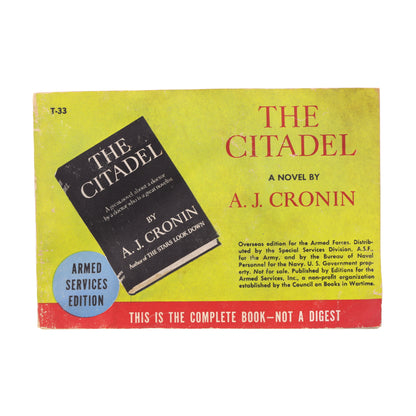 Armed Services Edition of The Citadel a Novel by A. J. Cronin