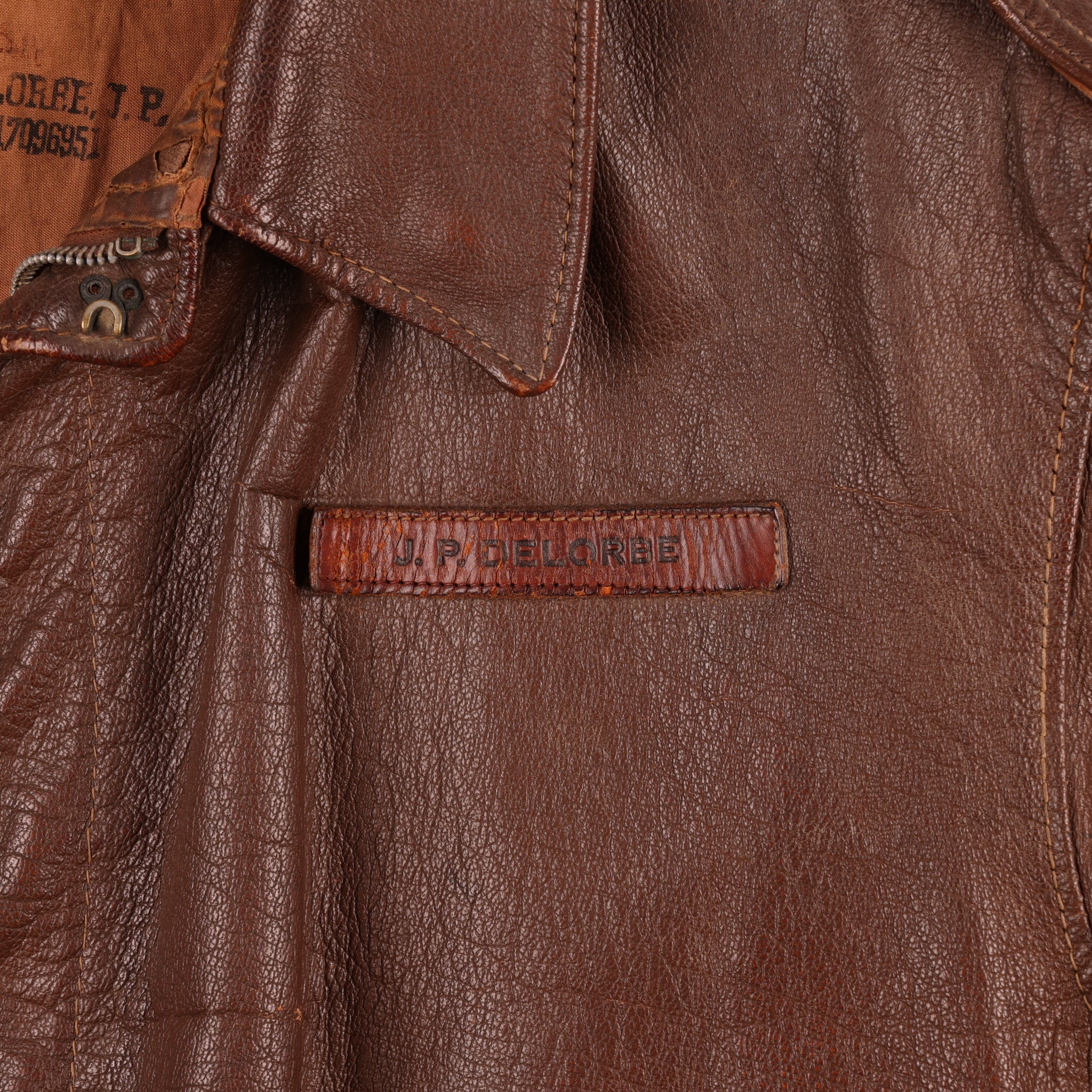WWII USAAF Type A-2 Leather Flight Jacket by Bronco Mfg. Corp. Identified to T/Sgt. John P. DeLorbe (Size 42)
