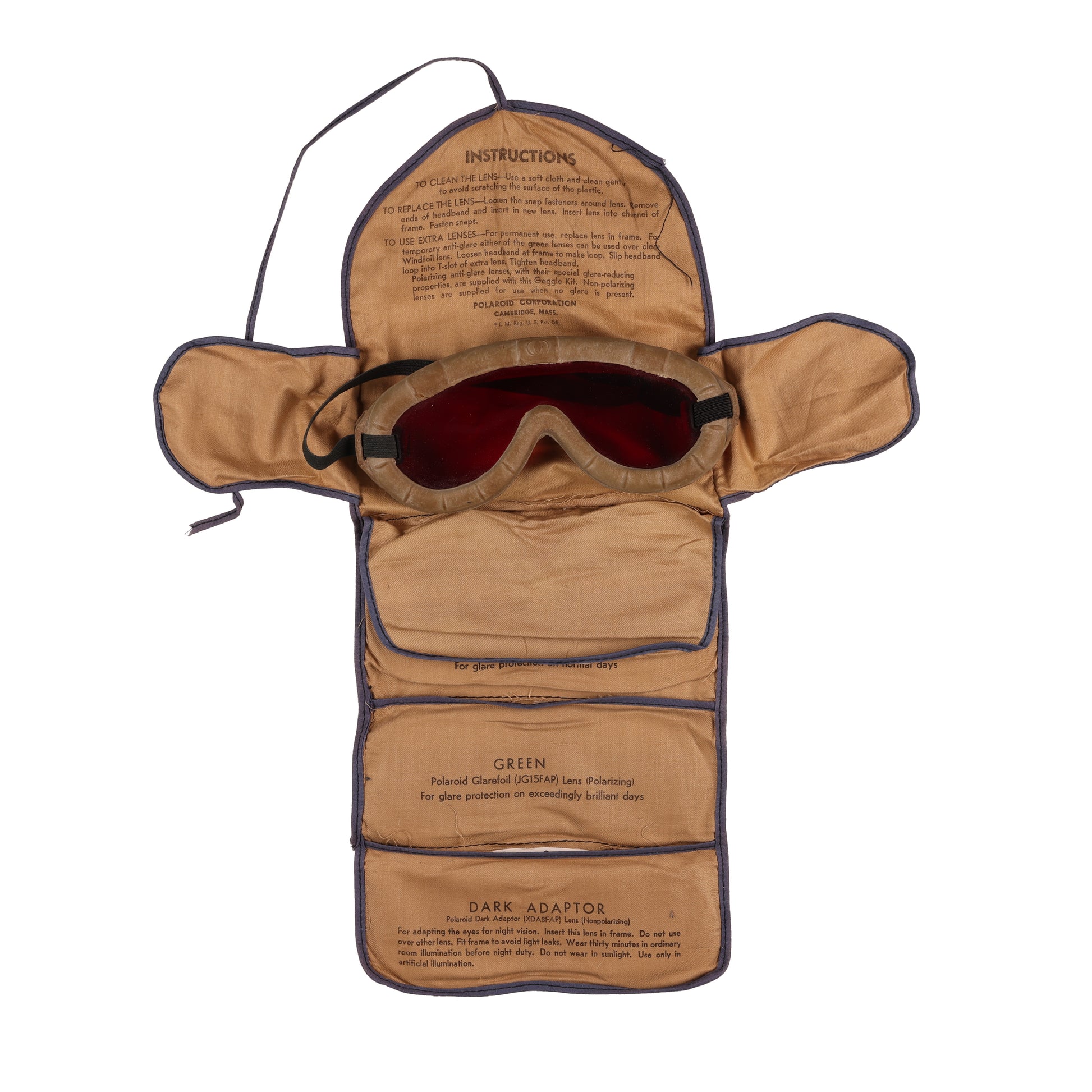 WWII U.S. Army All-Purpose Goggle Kit No. 1021 with Case & Replacement Lenses by Polaroid Corporation