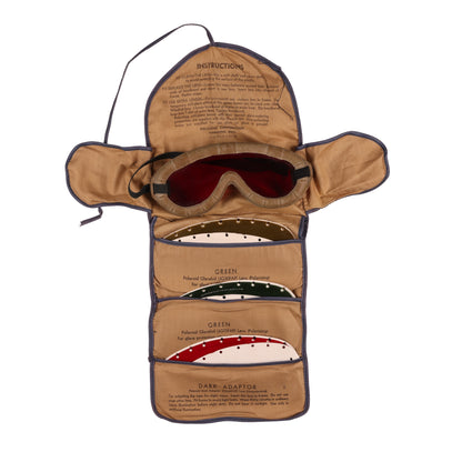 WWII U.S. Army All-Purpose Goggle Kit No. 1021 with Case & Replacement Lenses by Polaroid Corporation