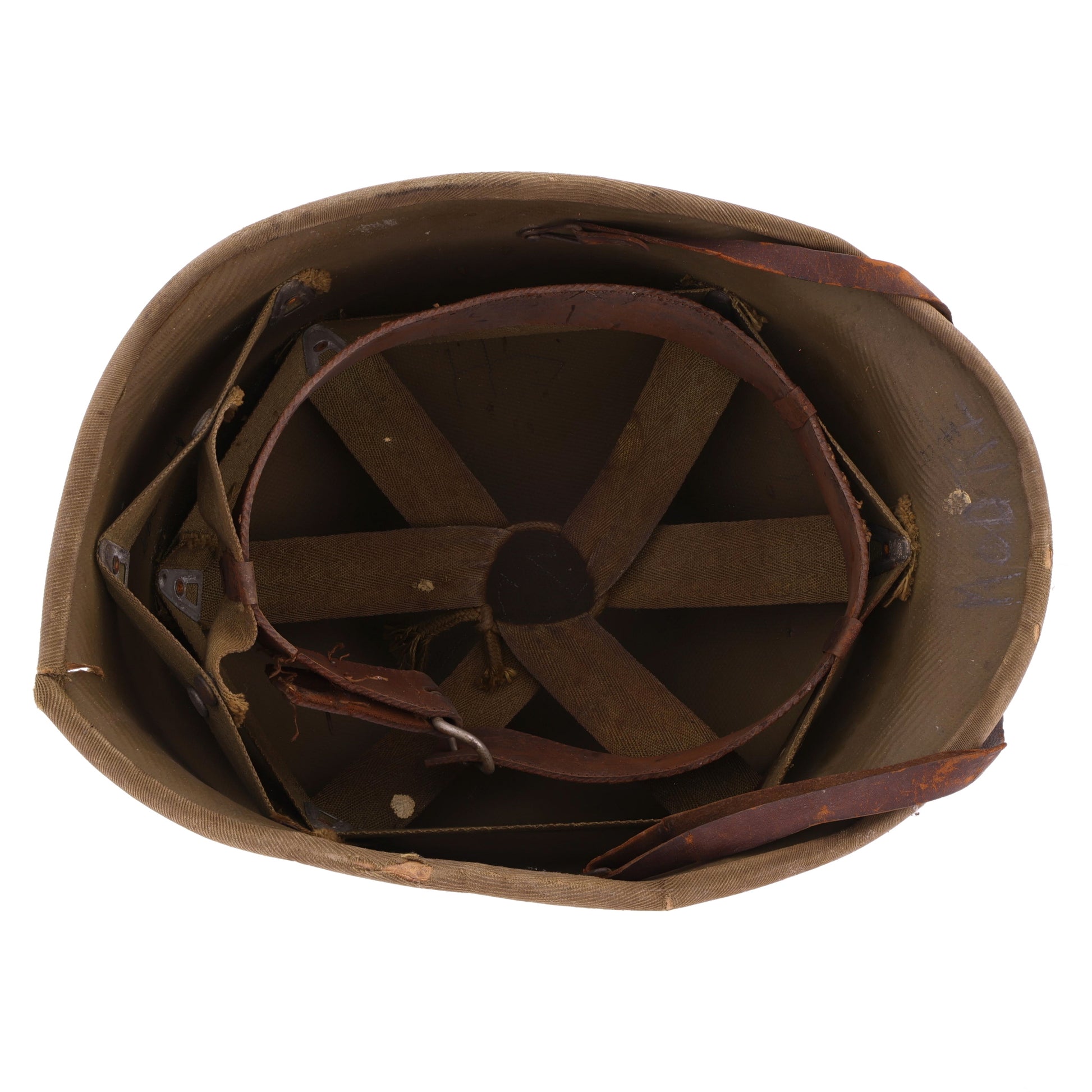 WWII USMC Hawley M-1 Helmet Liner with Improvised Headband Used by 2 Servicemen (1942)
