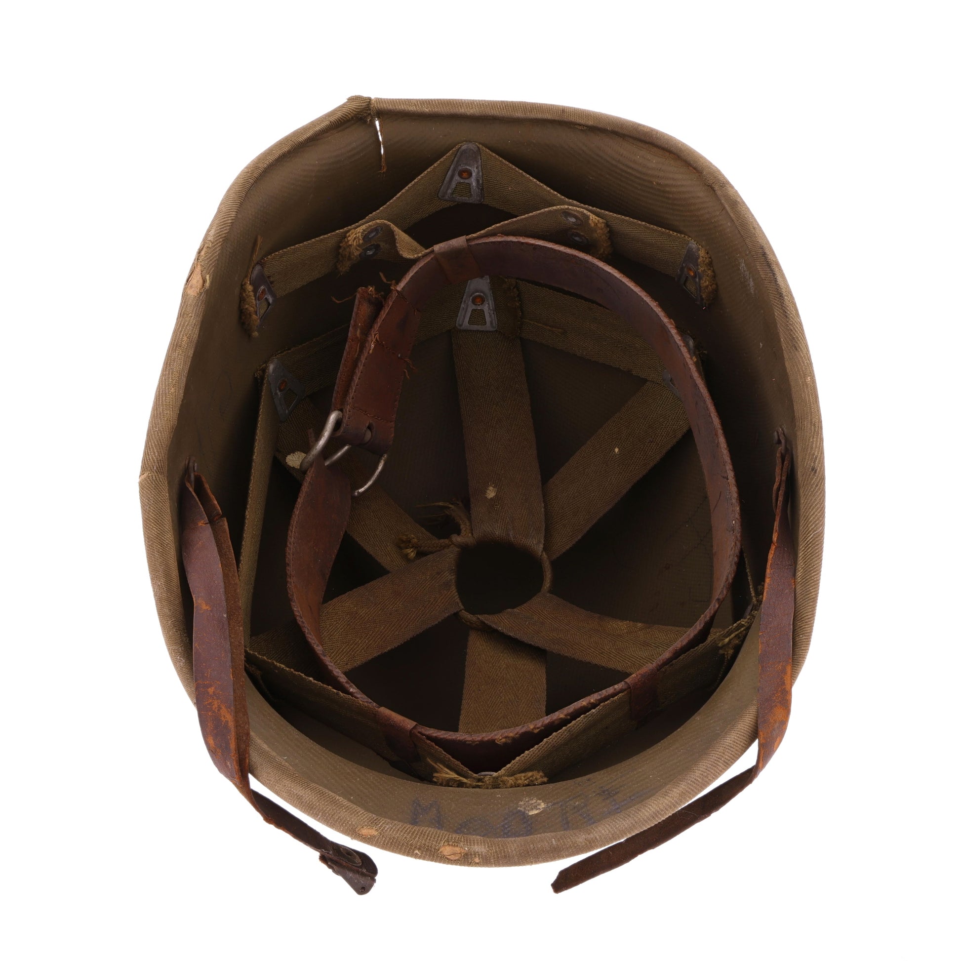 WWII USMC Hawley M-1 Helmet Liner with Improvised Headband Used by 2 Servicemen (1942)