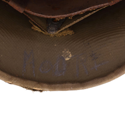 WWII USMC Hawley M-1 Helmet Liner with Improvised Headband Used by 2 Servicemen (1942)