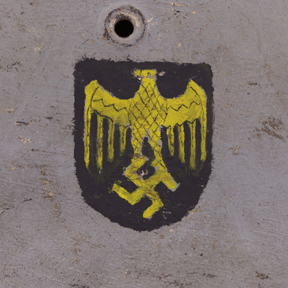 WWII German M40 Single "Decal" Kriegsmarine Helmet with Camouflage Paint Named to "Voorhees" (EF64)