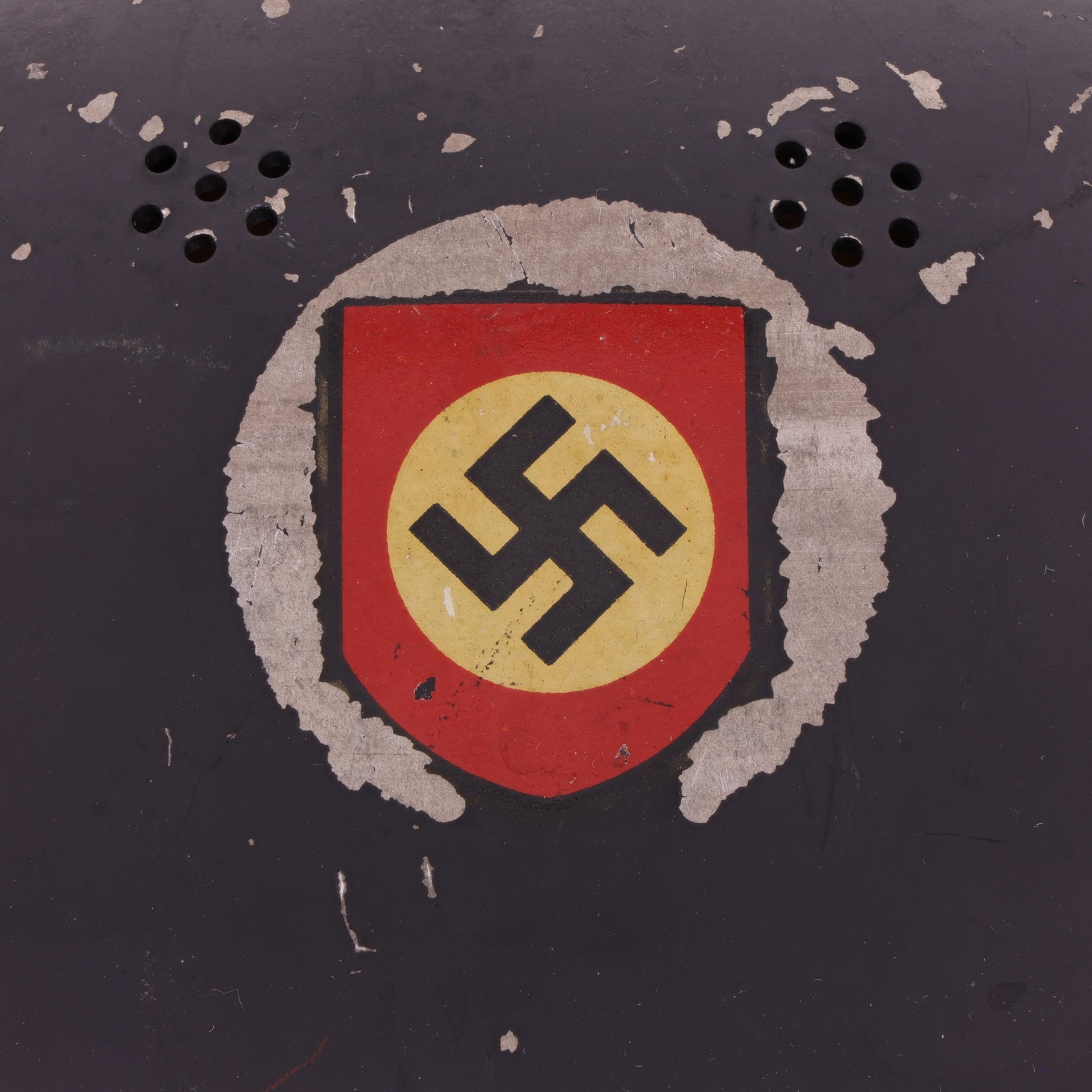 WWII German M34 Double Decal Feuerschutzpolizei Helmet