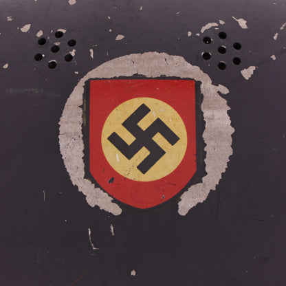 WWII German M34 Double Decal Feuerschutzpolizei Helmet