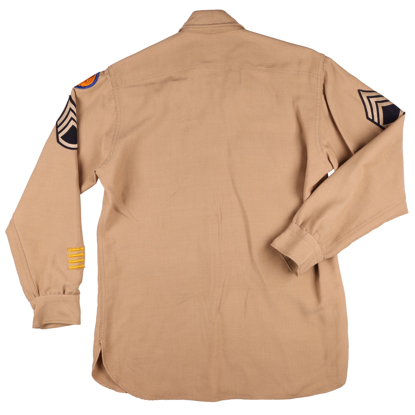 Korean War U.S. 8th Air Force S/Sgt.'s Khaki Wool Service Shirt by Walbern Mfg. Co. Size 15 1/2 x 34 (1952)