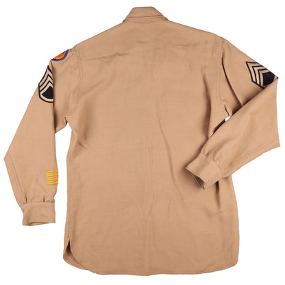 Korean War U.S. 8th Air Force S/Sgt.'s Khaki Wool Service Shirt by Walbern Mfg. Co. Size 15 1/2 x 34 (1952)