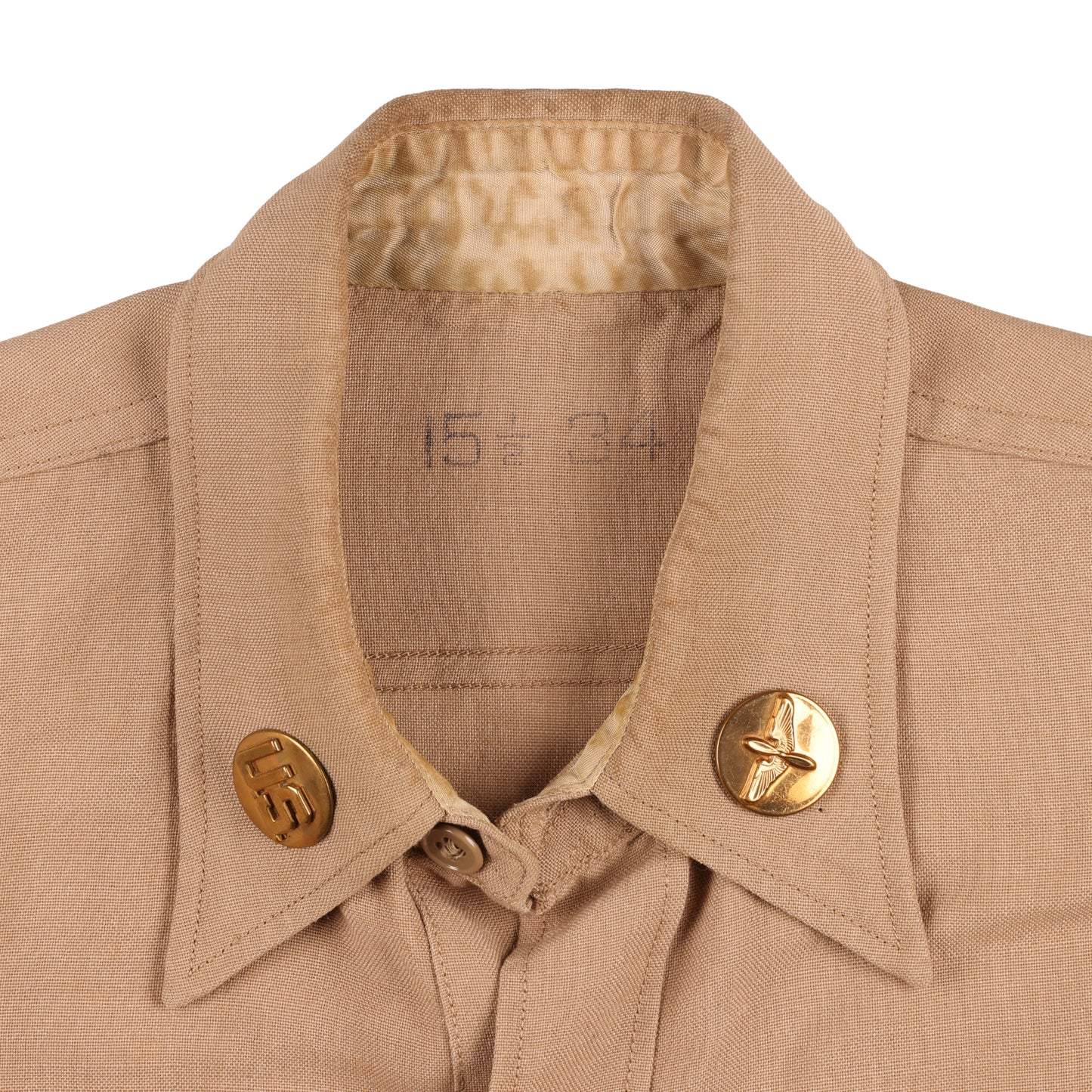 Korean War U.S. 8th Air Force S/Sgt.'s Khaki Wool Service Shirt by Walbern Mfg. Co. Size 15 1/2 x 34 (1952)