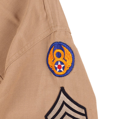 Korean War U.S. 8th Air Force S/Sgt.'s Khaki Wool Service Shirt by Walbern Mfg. Co. Size 15 1/2 x 34 (1952)
