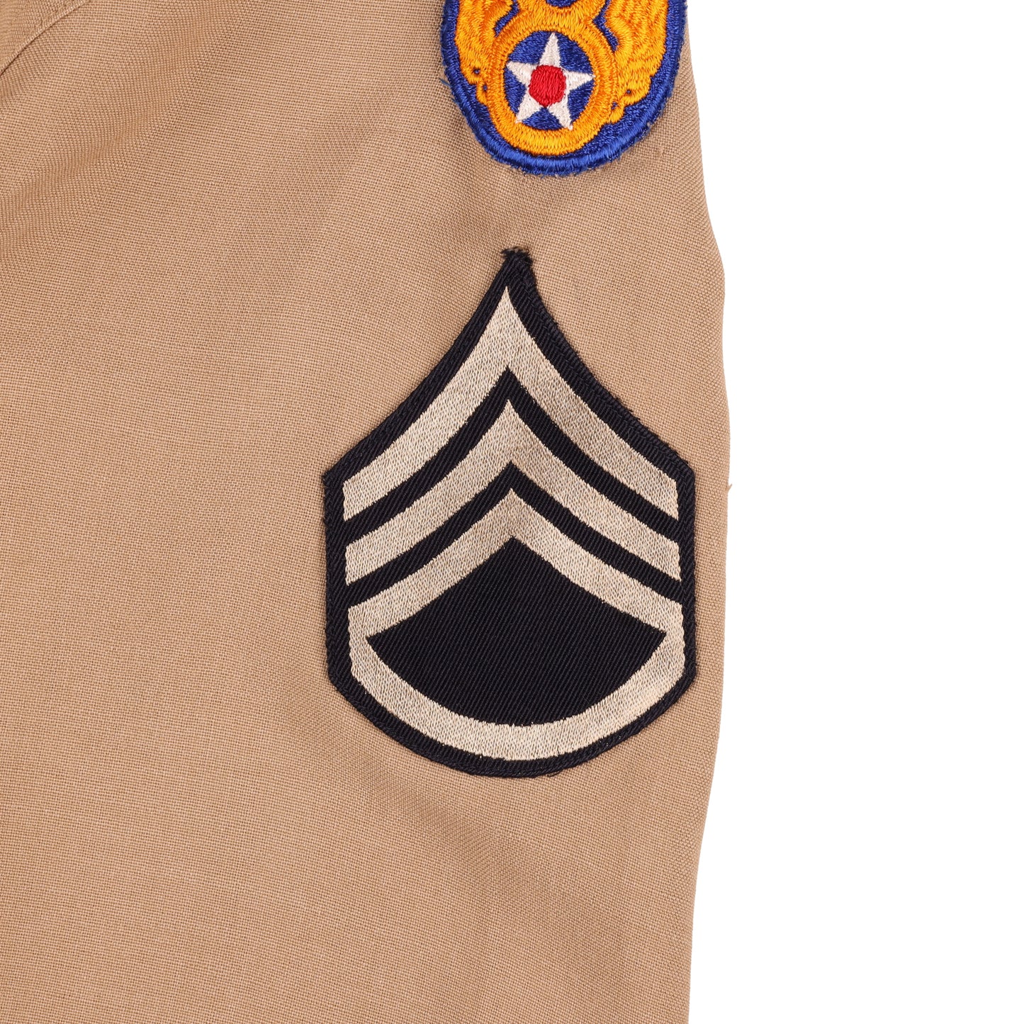 Korean War U.S. 8th Air Force S/Sgt.'s Khaki Wool Service Shirt by Walbern Mfg. Co. Size 15 1/2 x 34 (1952)