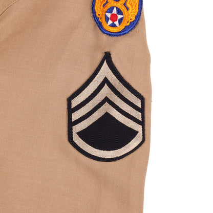 Korean War U.S. 8th Air Force S/Sgt.'s Khaki Wool Service Shirt by Walbern Mfg. Co. Size 15 1/2 x 34 (1952)