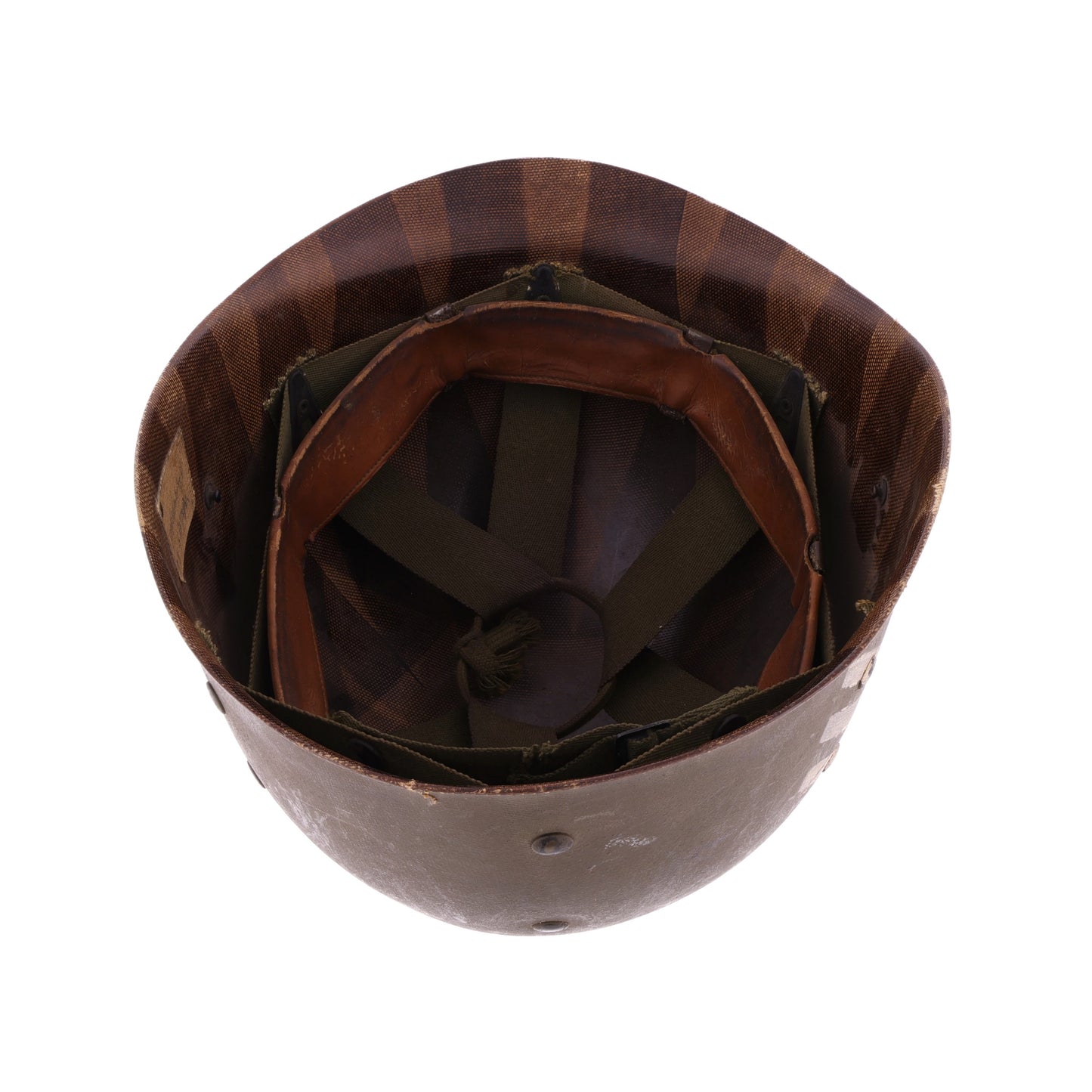Korean War U.S. Westinghouse/Capac M-1 Helmet Liner with Headband & Neckband Identified to Sgt. R. E. Wales (1952-55)
