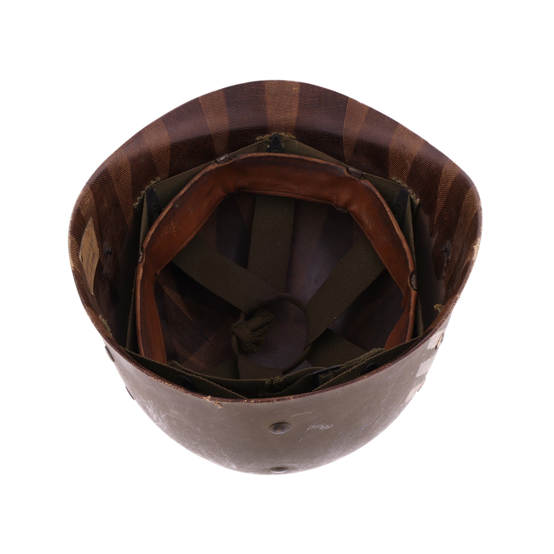 Korean War U.S. Westinghouse/Capac M-1 Helmet Liner with Headband & Neckband Identified to Sgt. R. E. Wales (1952-55)