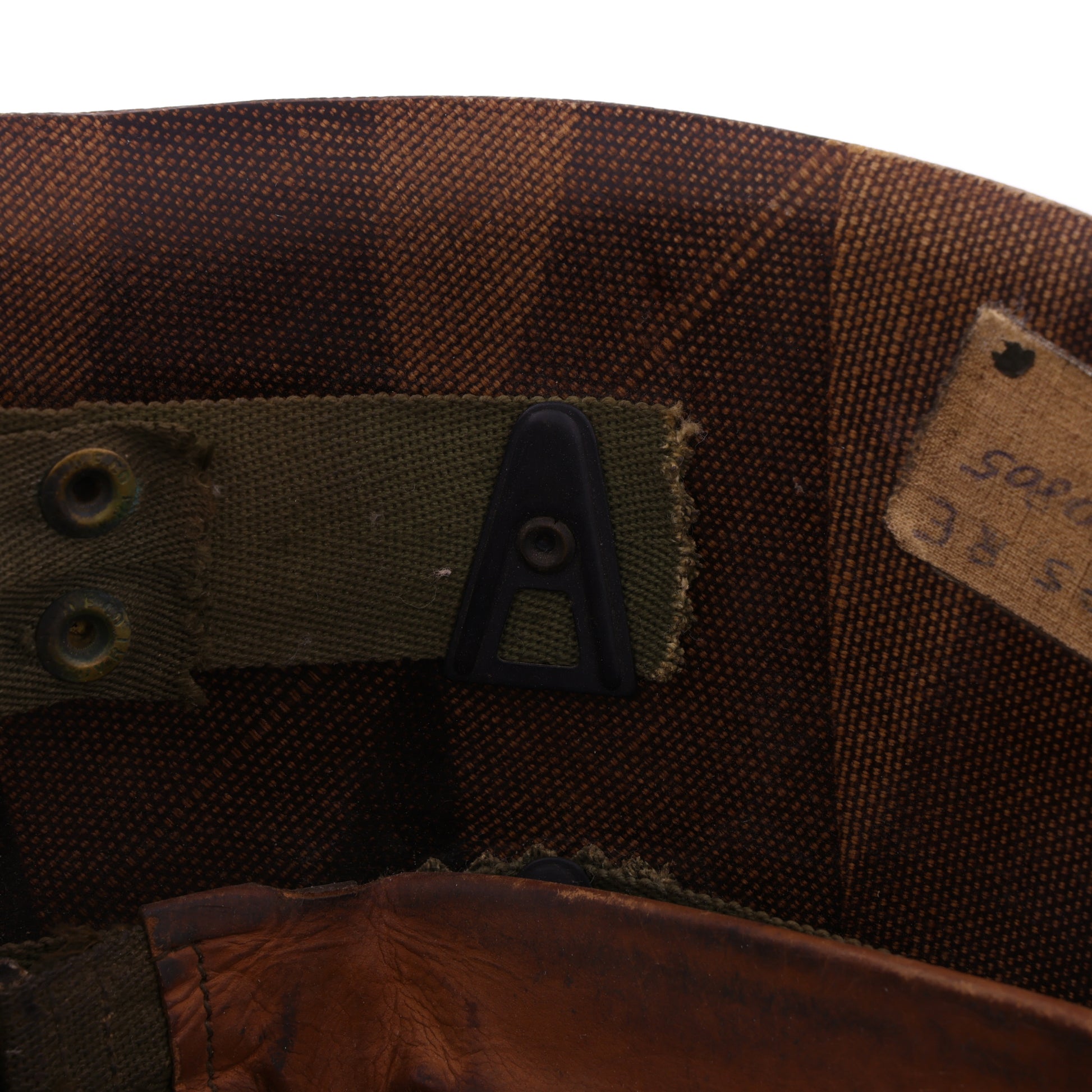 Korean War U.S. Westinghouse/Capac M-1 Helmet Liner with Headband & Neckband Identified to Sgt. R. E. Wales (1952-55)