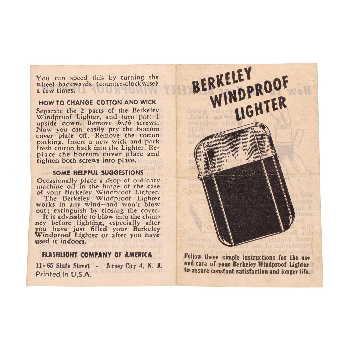 WWII U.S. Berkeley "Windproof" Lighter with Black Crackle Finish with Box & Instructions