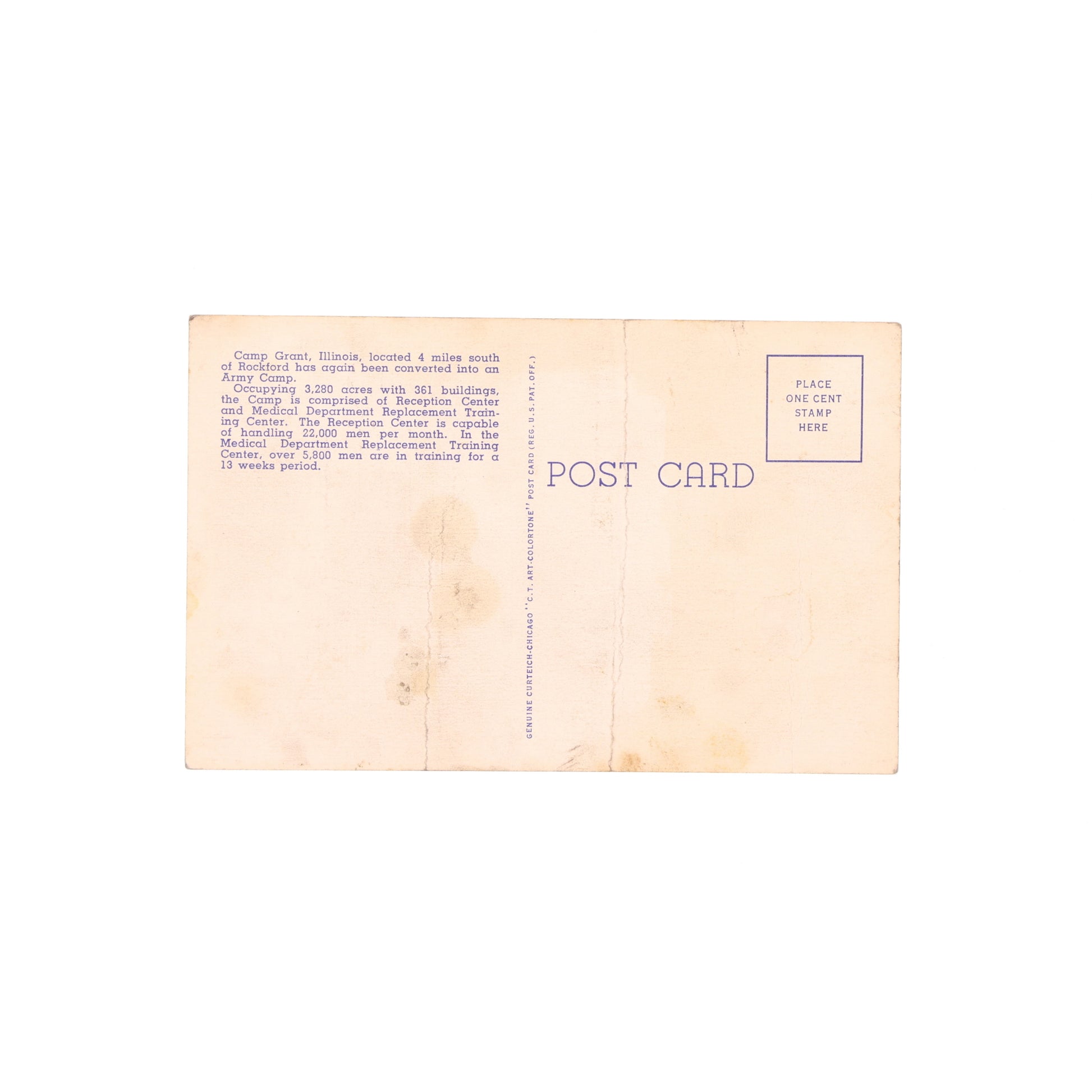 Lot of 7 WWII U.S. Camp Grant Post Cards
