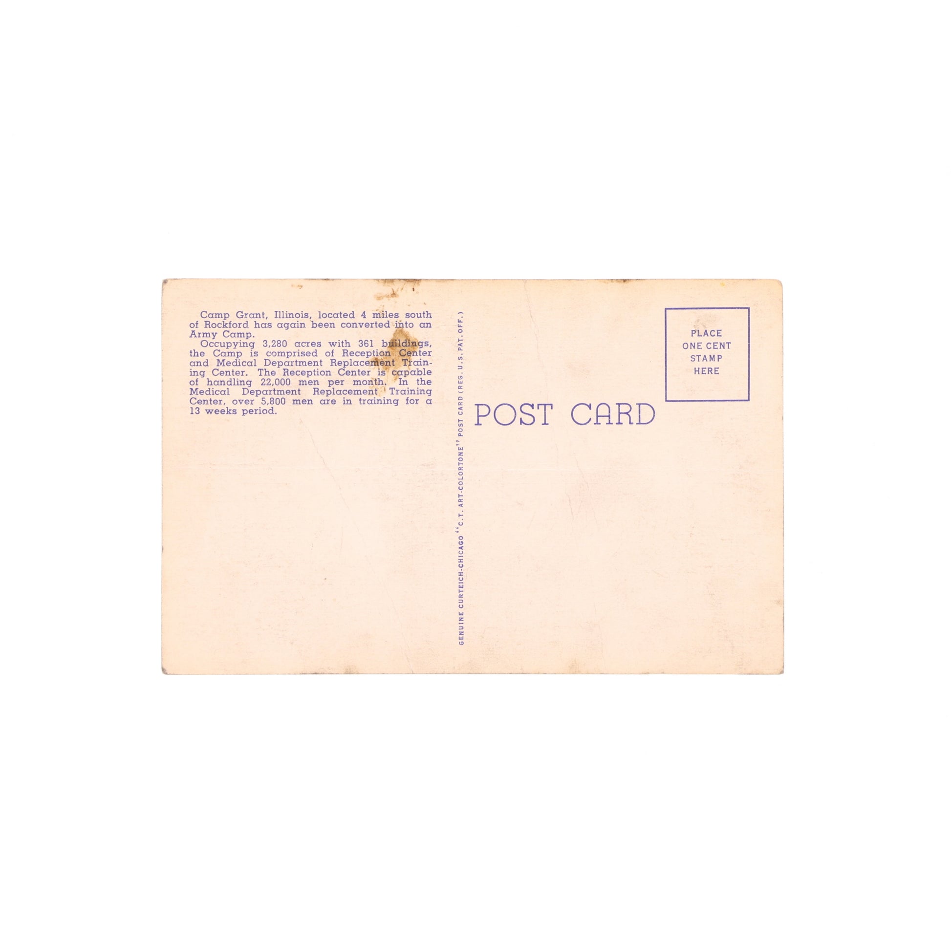 Lot of 7 WWII U.S. Camp Grant Post Cards
